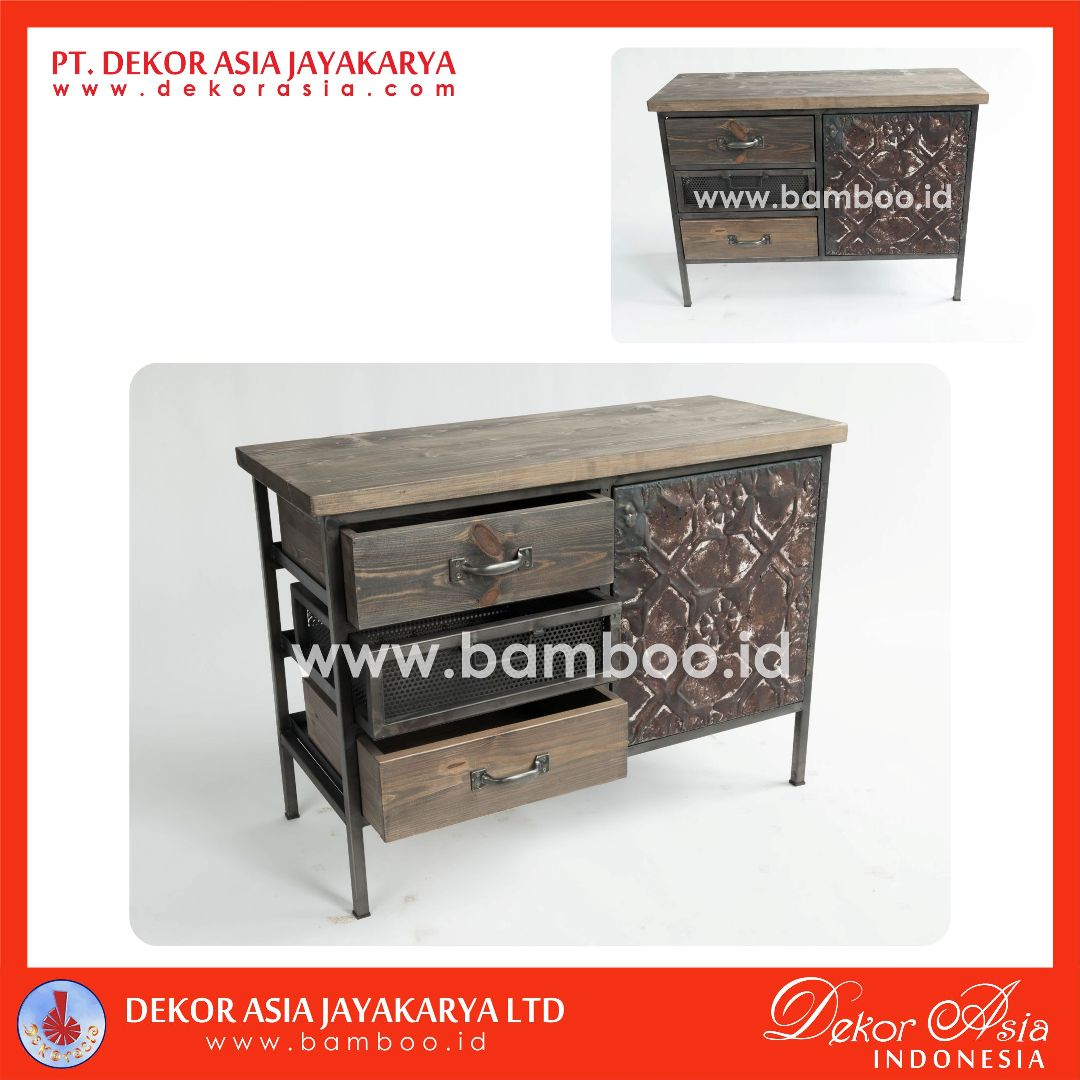 Cabinet 1 Door 3 Drawers | Industrial Furniture | Iron Furniture
